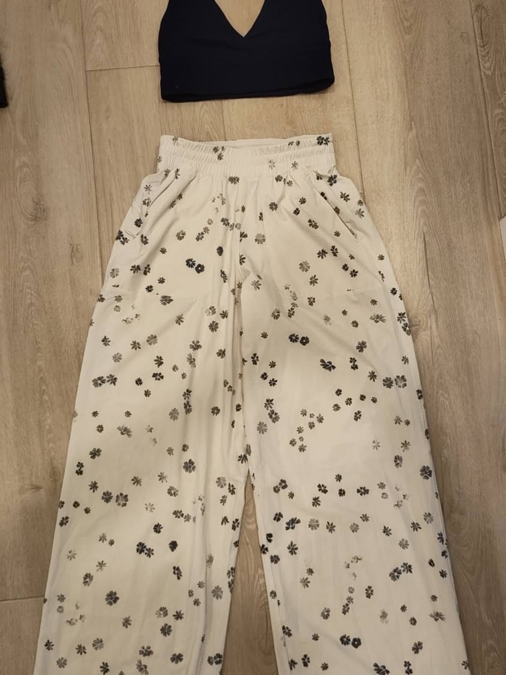 lululemon athletica Cream Wide-Leg Pants with Navy Floral Print. Lots More In Ad